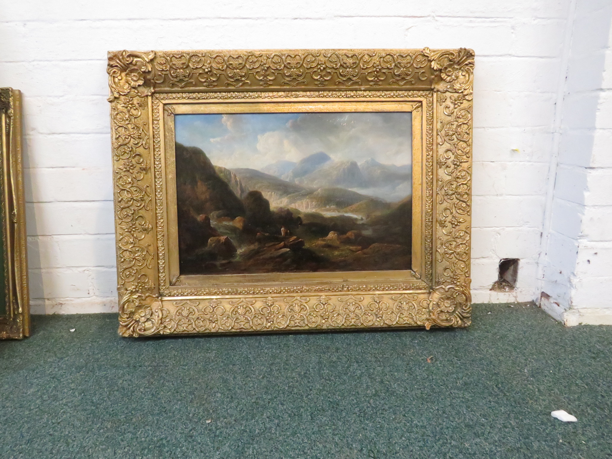 W. Carmichael (British School, 19th century) - figures in mountainous landscape, oil on canvas, - Image 2 of 4