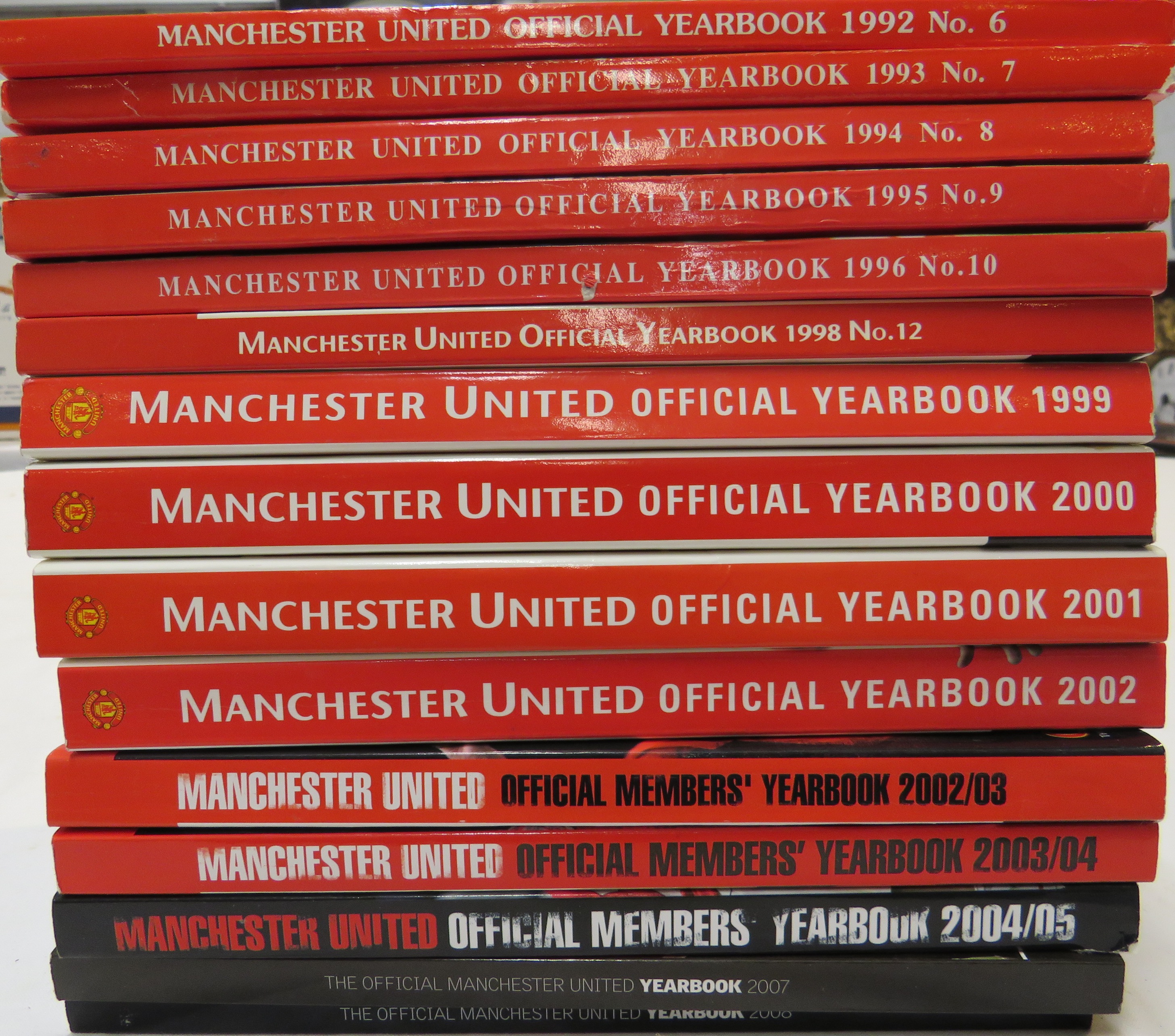 Fifteen Manchester United Official Yearbooks from the following seasons - 1992, 93, 94, 95, 96,