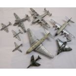 Nine Meccano Ltd Dinky Toys planes - Comet 702, York 704, Viscount 706, Viking, Twin Engined