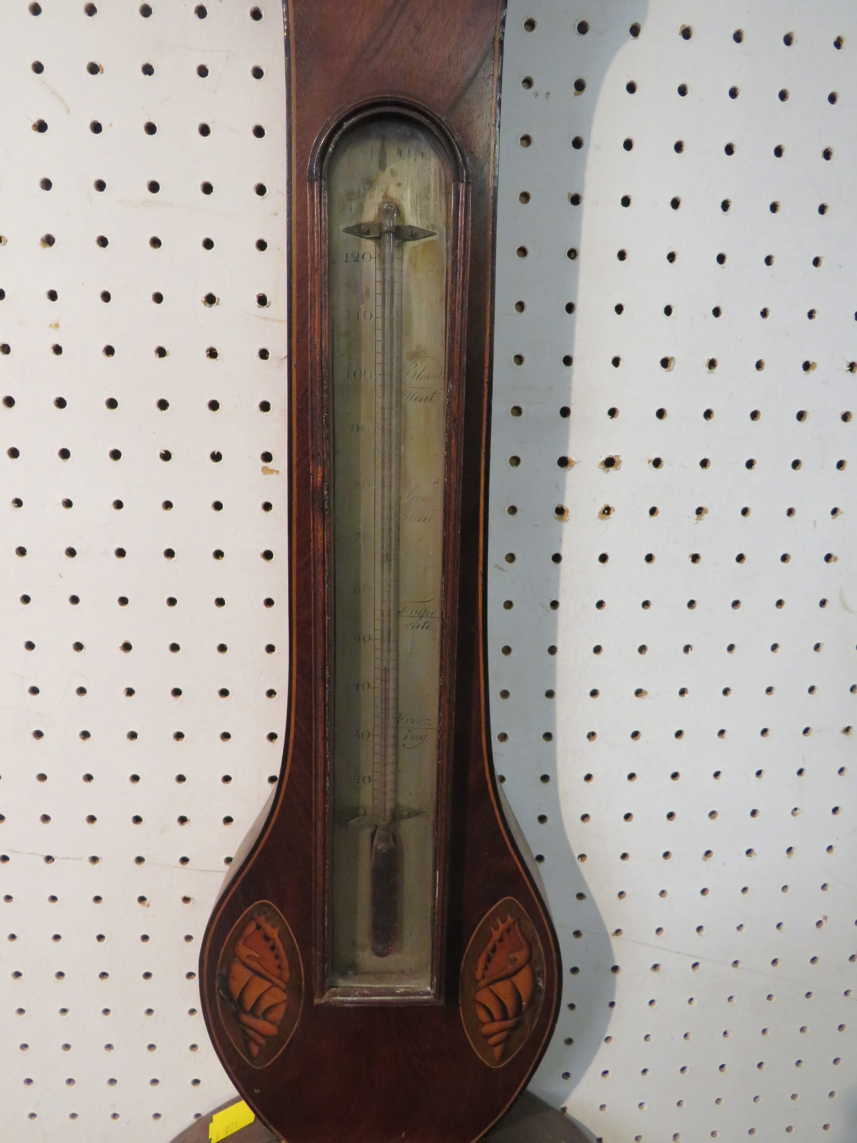 A banjo barometer with silvered dial signed B. Besorrio & Co Taunton Warranted, the thermometer - Image 3 of 4