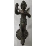 Bronzed electric wall light fitting modelled as an angel with torch, height 21.5cm