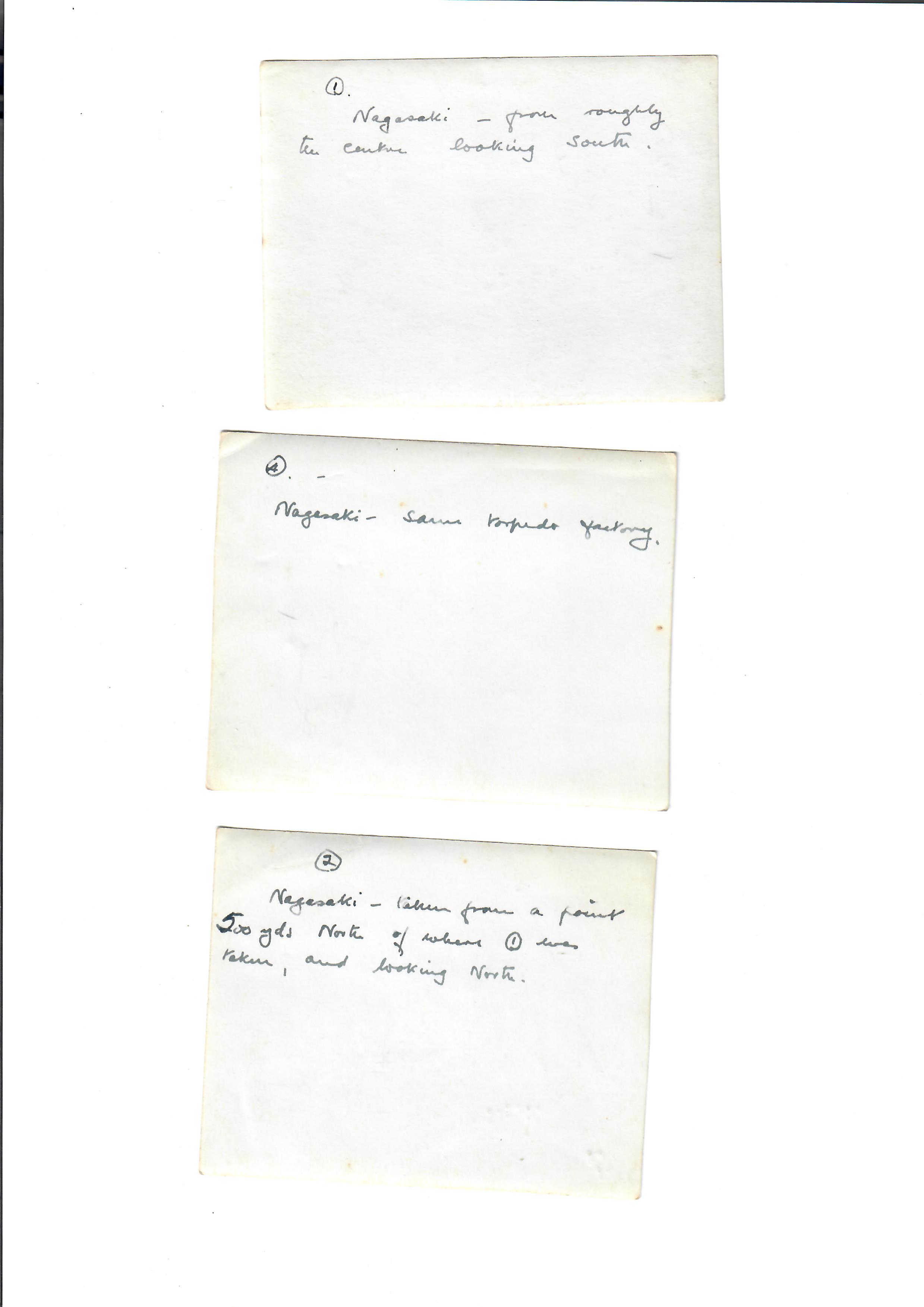 Six photographs showing atomic bomb damage at Nagasaki and Hiroshima with handwritten notes on - Image 3 of 7