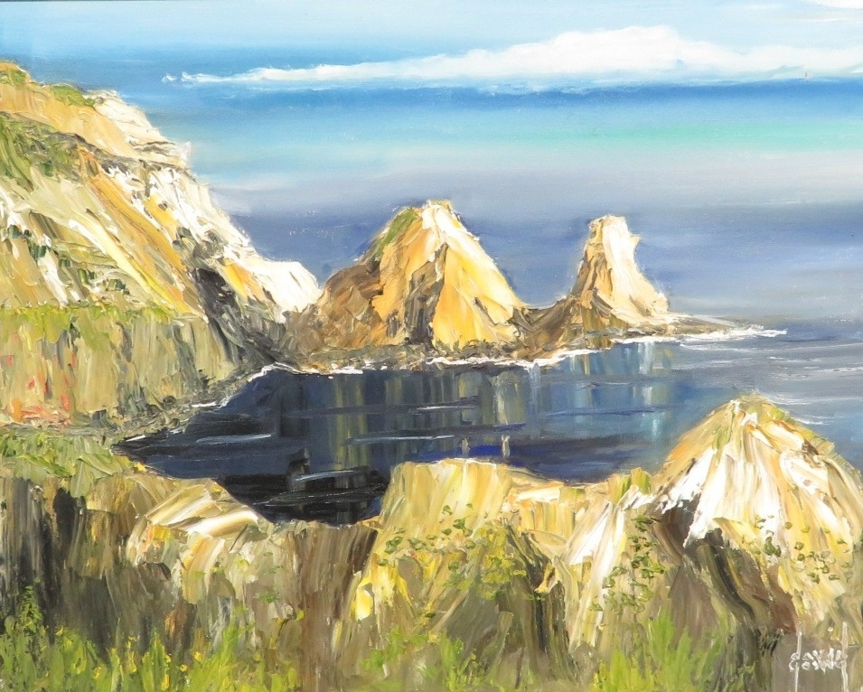 Impressionist scene of north Cornish coast, oil on canvas, signed indistinctly David Gosnig (?)