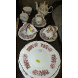 COLCLOUGH FLORALLY DECORATED PART CERAMIC TEA SET