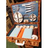 SIRRAM WICKER PICNIC HAMPER WITH CONTENTS