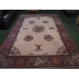 CREAM AND RED GROUND LARGE RECTANGULAR BELUTCH PATTERNED FLOOR RUG (APPROXIMATE SIZE 240CM X 340CM)