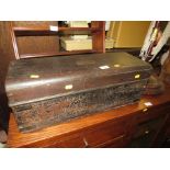 ANTIQUE HARD WOOD TOOLBOX WITH BRASS PLAQUE MARKED 'ACETYLENE ILLUMINATING COMPANY LTD'