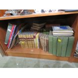 SHELF OF LEATHER AND CLOTH BOUND BOOKS INCLUDING 'FREDRICK THE GREAT' IN SEVEN VOLUMES