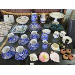 DECORATIVE CHINA TEA WARE, PIERCED CERAMIC FRUIT BOWL, PIN DISHES AND OTHER DECORATIVE ITEMS