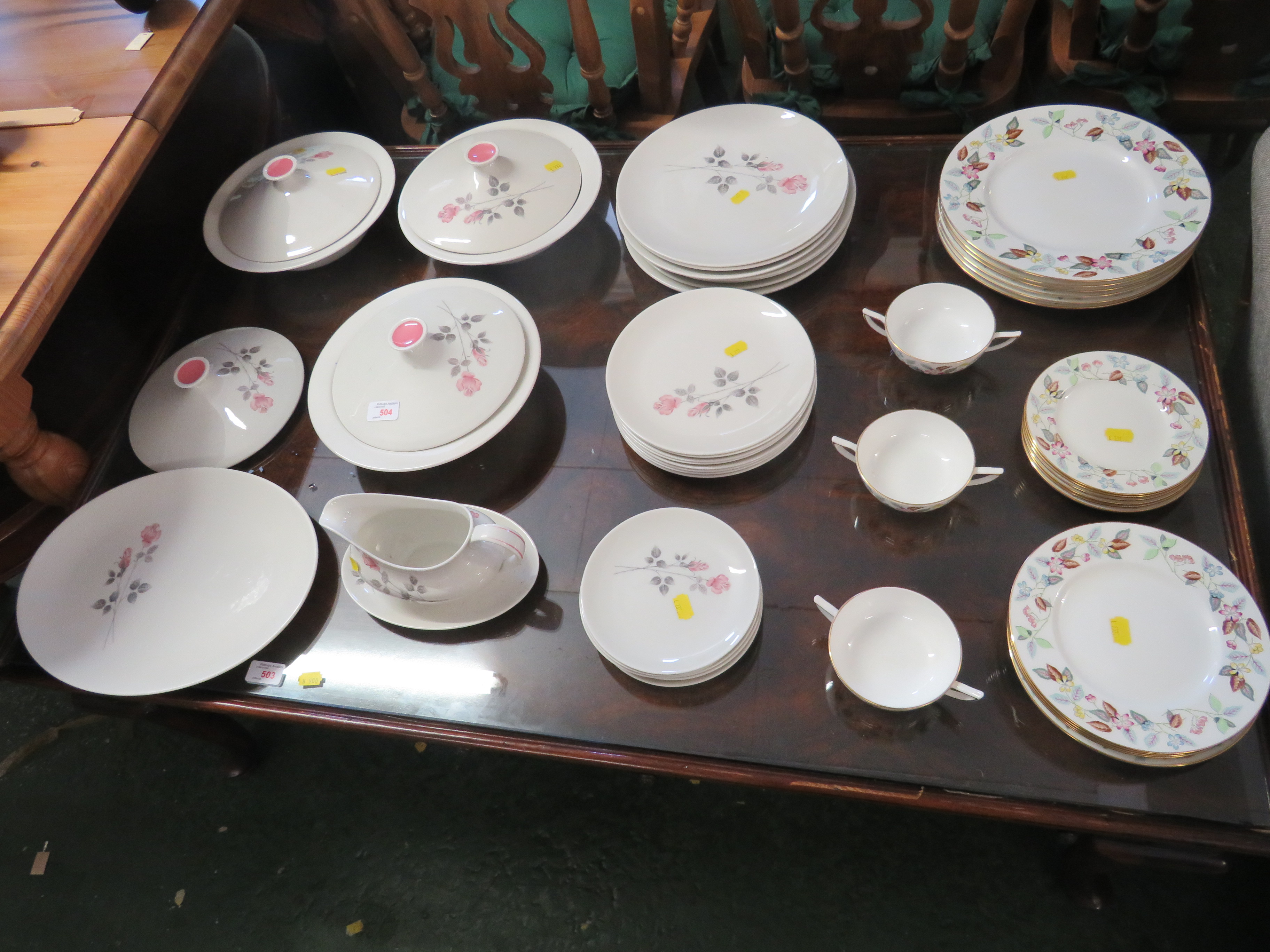 SELECTION OF CHINA DINNER WARE - MINTON 'CHERRYDOWN' AND ROYAL DOULTON 'PILLAR ROSE'