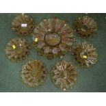 SEVEN PRESSED YELLOW GLASS DISHES