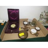 SELECTION OF ASSORTED POCKET WATCHES INCLUDING ELGIN POCKET WATCH WITH 9-CARAT GOLD CHAIN