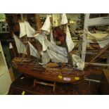 WOODEN MODEL OF SAILING SHIP ON STAND 'ST GERAN' (A/F)