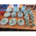 LARGE QUANTITY OF WOOD'S WARE 'BERYL' DINNER AND TEA WARE IN PALE GREEN GLAZE INCLUDING CUPS,