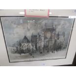 FRAMED AND MOUNTED COLOUR ENGRAVING OF WESTMINSTER ABBEY