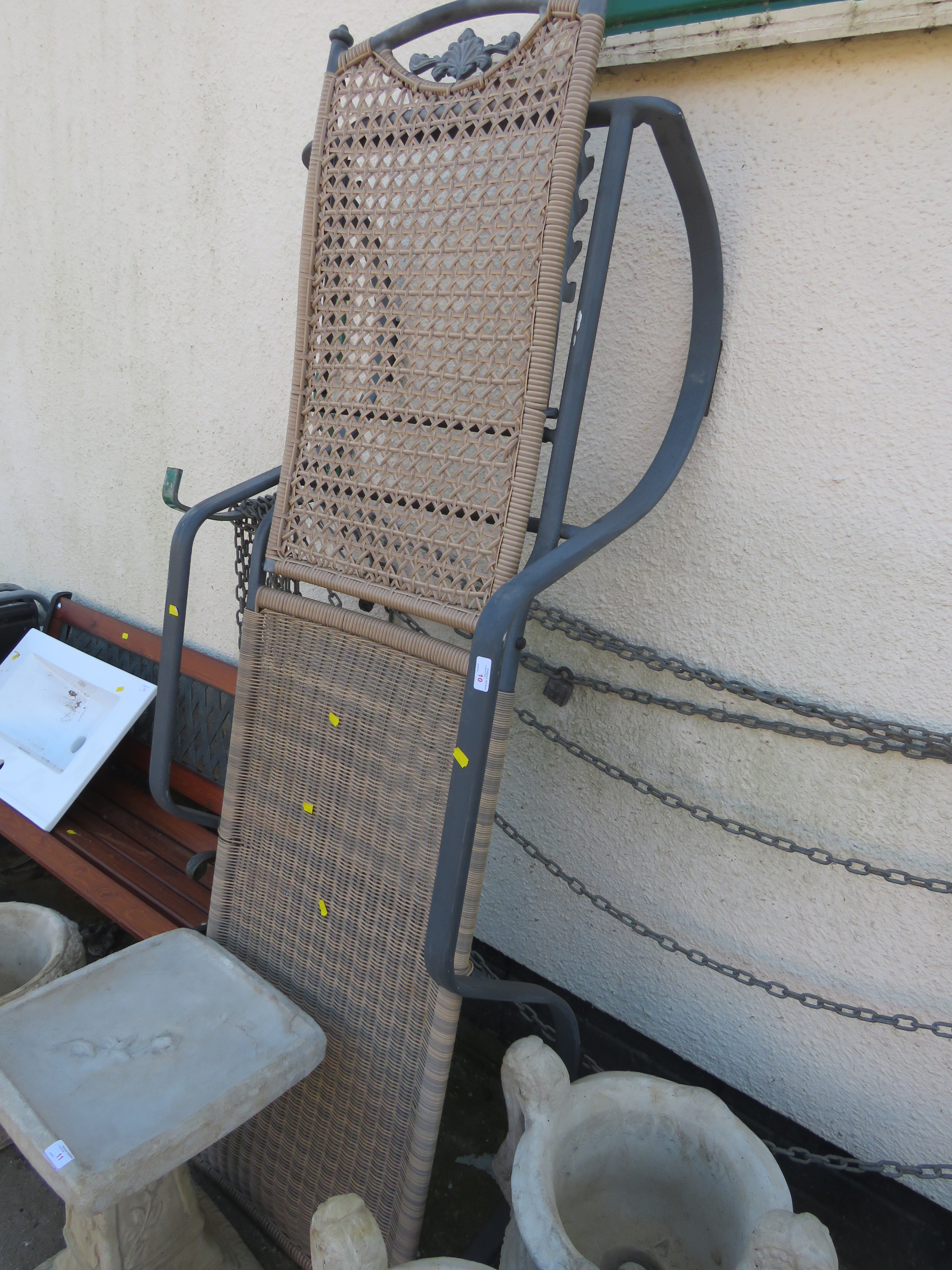 METAL FRAMED SUNLOUNGER WITH RATTAN STYLE SEAT AND BACK