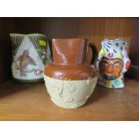 THREE DECORATIVE POTTERY JUGS