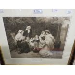 FRAMED AND MOUNTED BLACK AND WHITE ENGRAVING 'HIS FIRST SUIT' AFTER FRED MORGAN