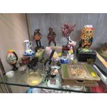 SELECTION OF DECORATIVE ITEMS INCLUDING NESTING DOLLS, TRINKET BOX AND OTHER SMALL ORNAMENTS