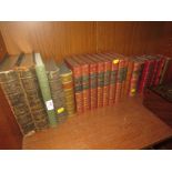 SELECTION OF LEATHER BOUND BOOKS INCLUDING 'THE LIFE OF SAMUEL JOHNSON' IN TWO VOLUMES AND JANE