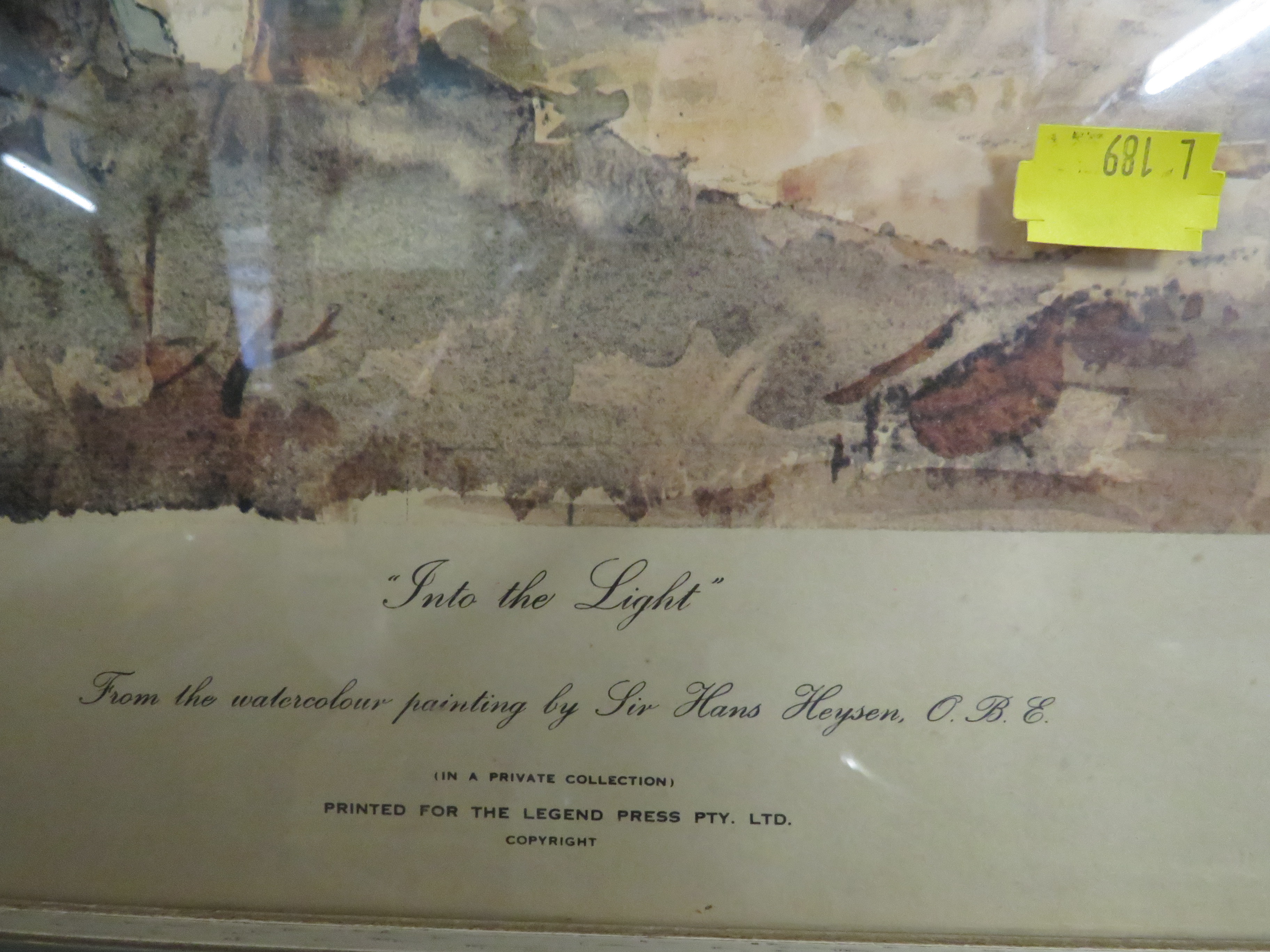 FRAMED AND GLAZED COLOUR PRINT 'INTO THE LIGHT' AFTER HANS HEYSEN AND REPRODUCTION MAP OF LONDON - Image 4 of 4