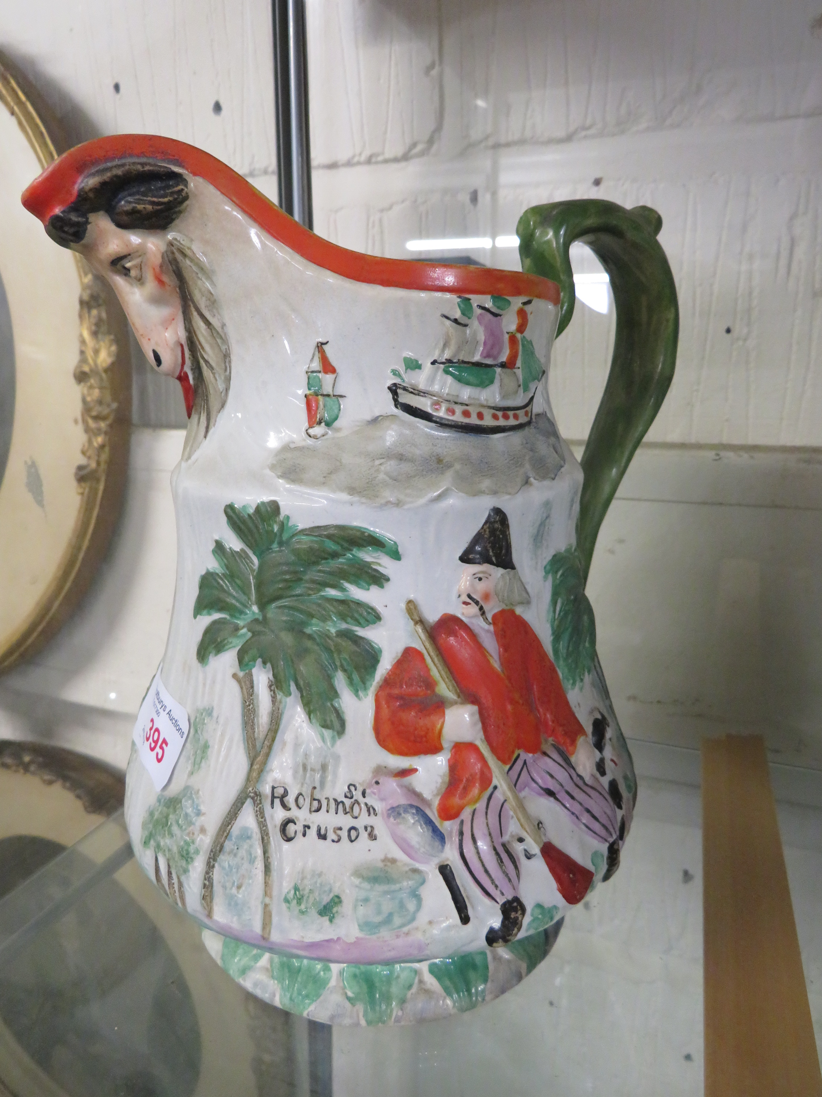 STAFFORDSHIRE STYLE POTTERY ROBINSON CRUSOE JUG