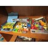ASSORTED PLAY WORN MODEL VEHICLES AND FIGHTER JET (SOLD AS DECORATIVE ITEMS ONLY)