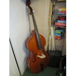 THREE QUARTER SIZE DOUBLE BASS LABELLED ANDRAIUS FELLER FOR STENTOR MUSIC CO LTD, WITH WOVEN NYLON