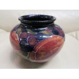 MOORCROFT BURSLEM POTTERY OVOID VASE, BLUE GROUND POMEGRANATE, HEIGHT 6.5CM