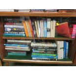 TWO SHELVES OF BOOKS INCLUDING REFERENCE TITLES