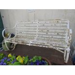 WHITE PAINTED METAL GARDEN BENCH