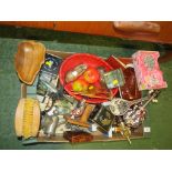 TWO MINIATURE GUITARS WITH MUSICAL MOVEMENTS AND OTHER ITEMS (CONTENTS OF BOX)