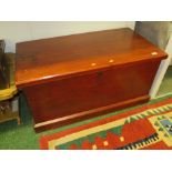 STAINED PINE LIFT TOP TRUNK WITH CANDLE BOX