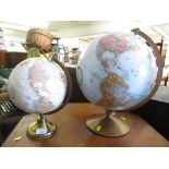 TWO GLOBES ON STANDS