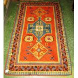 RUST RED GROUND RECTANGULAR PATTERNED FLOOR RUG