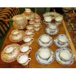 DECORATIVE TEA WARE INCLUDING CUPS, SAUCERS, JUG AND SUGAR BOWL