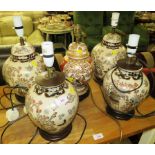 FIVE ORIENTAL STYLE TABLE LAMPS
