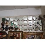 LARGE CONTEMPORARY GROUP OF TWENTY SEVEN JOINED CIRCULAR MIRRORS
