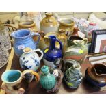 SELECTION OF POTTERY AND STONEWARE INCLUDING JUGS, VASES AND JARS