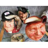 THREE ROYAL DOULTON CHARACTER JUGS - 'ROBIN HOOD', 'GONE AWAY' AND 'JOHN BARLEYCORN OLD LAD'