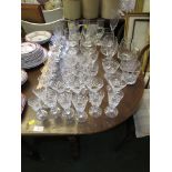 ASSORTED DRINKING GLASSES INCLUDING TANKARDS, LARGE BRANDY GLASSES AND STEMMED GLASSES