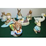 SEVEN BESWICK BEATRIX POTTER FIGURES - 'APPLEY DAPPLY', 'HUNCA MUNCA', 'THE OLD WOMAN WHO LIVED IN A