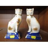 PAIR OF STAFFORDSHIRE STYLE SEATED CATS