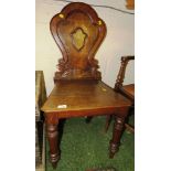 OAK SHIELD BACK SIDE CHAIR WITH TURNED FRONT LEGS