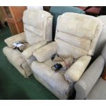 SHERBORNE ELECTRIC RECLINING ARMCHAIR IN LIGHT BROWN UPHOLSTERY (ONE OF A PAIR)