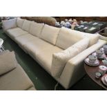 SUBSTANTIAL MULTI YORK FIVE-SEATER SOFA IN THREE SECTIONS WITH FOOTSTOOL IN CREAM UPHOLSTERY