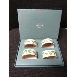 ASSORTED DECORATIVE CHINAWARE INCLUDING BOXED NAPKIN RINGS, ROYAL DOULTON COACHING CUPS AND SAUCERS,