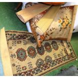 TWO VINTAGE SEAGRASS FLOOR COVERINGS, TOGETHER WITH TWO EARLY 20TH CENTURY CREAM GROUND PATTERNED