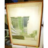 FRAMED ARCHITECTURAL WATERCOLOUR, SIGNED AND DATED IN PENCIL