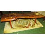 RUSTIC WOODEN PLANK COFFEE TABLE WITH ATOMIC STYLE LEGS